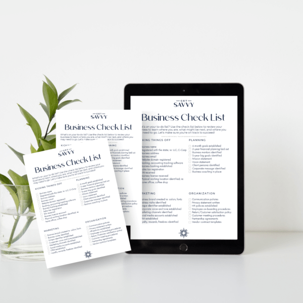 Get Savvy Worksheet | Business Checklist | Be Bold Small Business Solutions