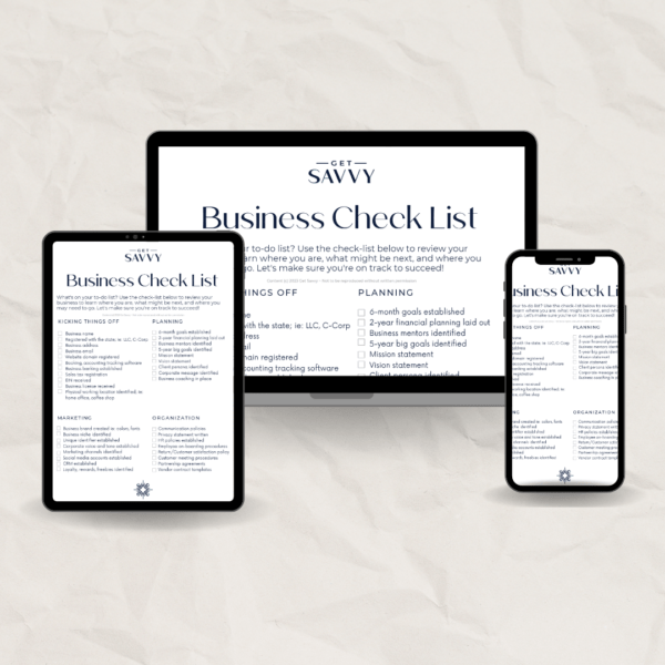 Get Savvy Worksheet | Business Checklist | Be Bold Small Business Solutions
