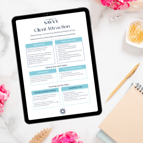 Get Savvy Worksheet | Client Attraction | Be Bold Small Business Solutions