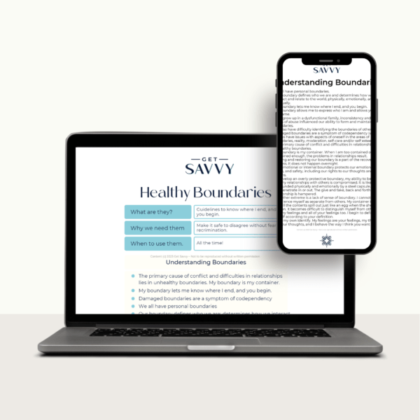 Get Savvy Worksheet | Healthy Boundaries | Be Bold Be Successful Small Business Solutions