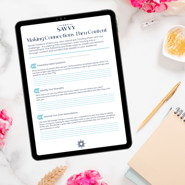 Get Savvy Worksheet | Making Connections | Be Bold Small Business Solutions