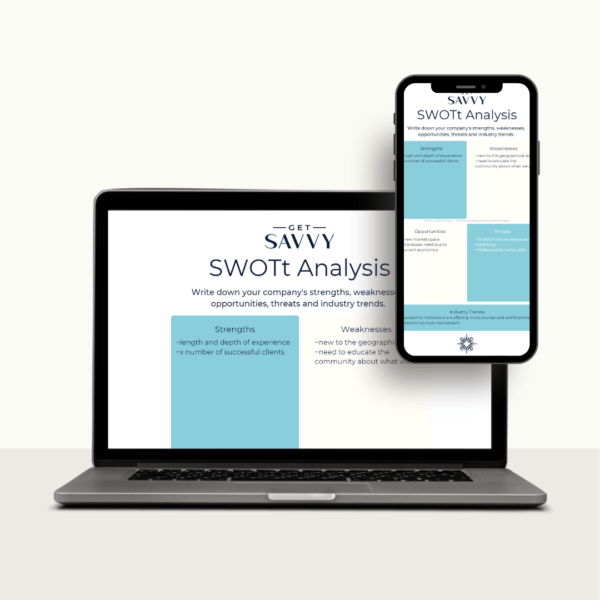 Get Savvy Worksheet | SWOTt Analysis | Be Bold Small Business Solutions