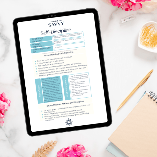 Get Savvy Worksheet | Self Discipline | Be Bold Small Business Solutions