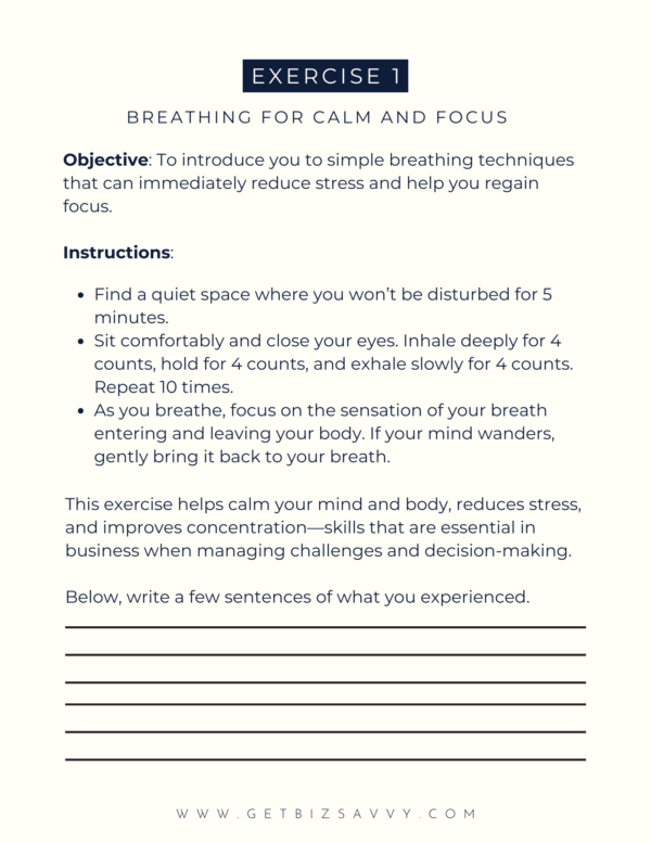 Finding Your Zen | Worksheet | Women's Business Resource Community | Get Savvy